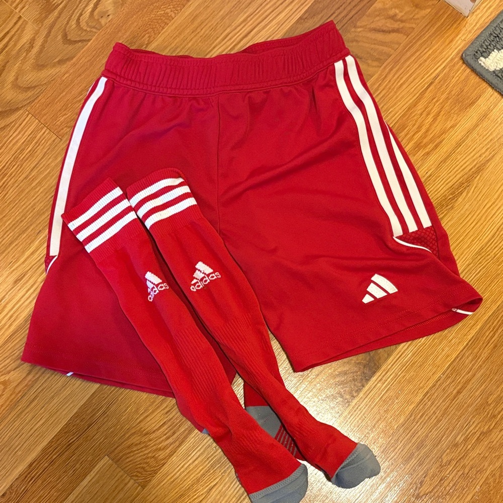 Adidas Kids Red Shorts and Socks Set